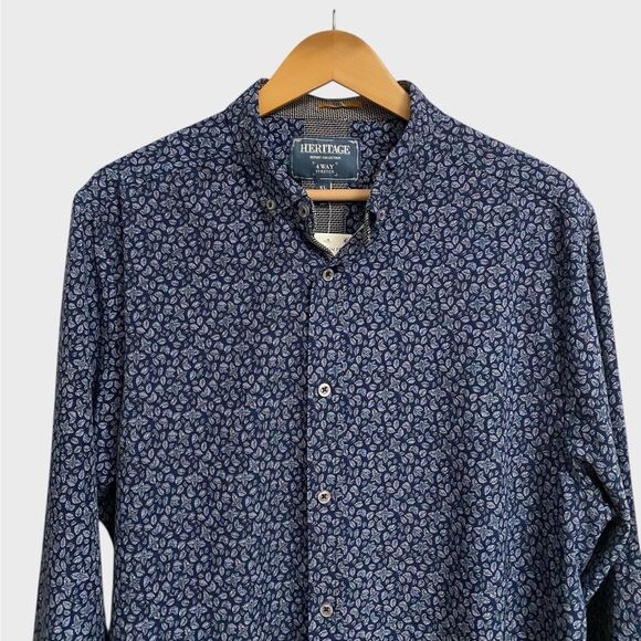 NWT Heritage by Report Collection Floral Printed Button-Down Shirt Men's XL Blue - Picture 2 of 15